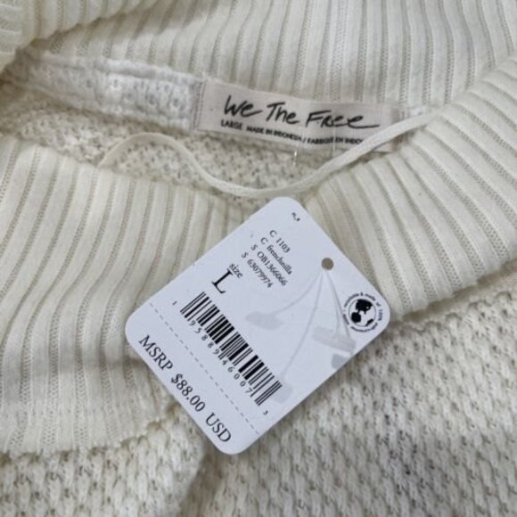 NWT Free People She's A Keeper Oversized Off Shoulder Sweater Tunic Cream L - Picture 9 of 12